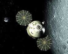 奥赖恩在月球轨道上飞行的电脑模拟效果图